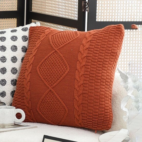 SOGA 2X 45cm Cable Knit Diamond Pillowcase